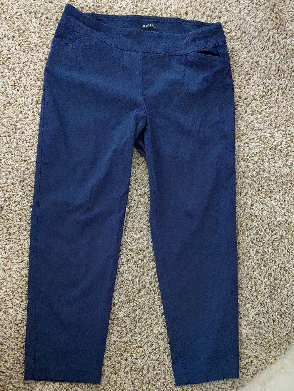 George Dark Blue Stretch Crop Pants
